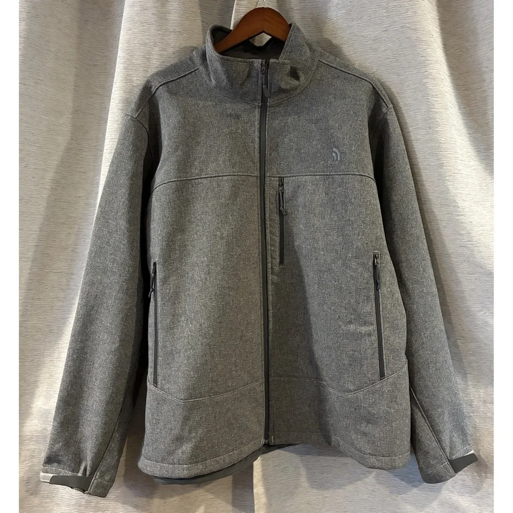 The North Face Jacket Mens XL Gray Apex Bionic Windwall Fleece Lined Coat Zip Up